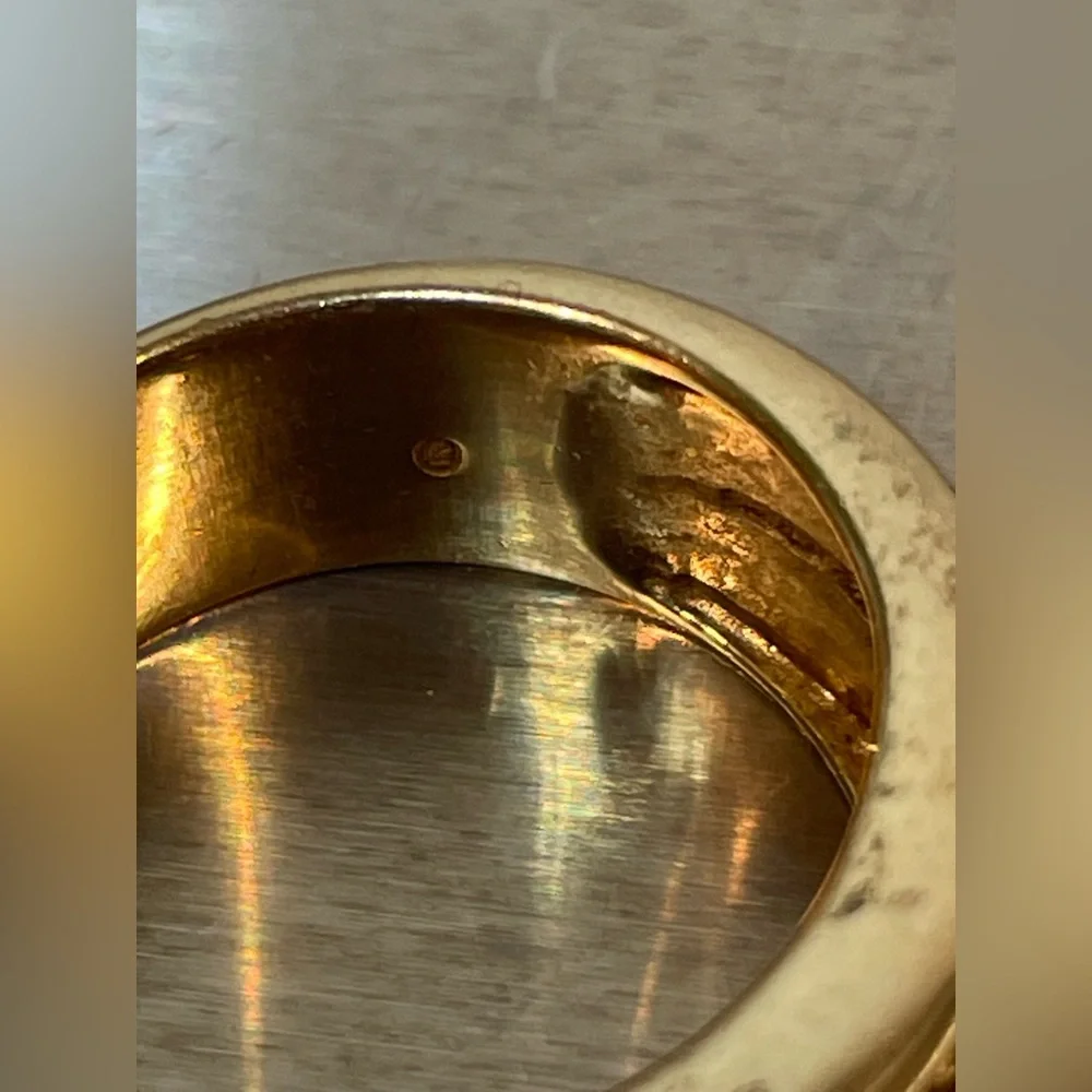 Vintage Galaxy Ring Round & Square Champagne CZ Citrine Yellow Sapphire | RARE